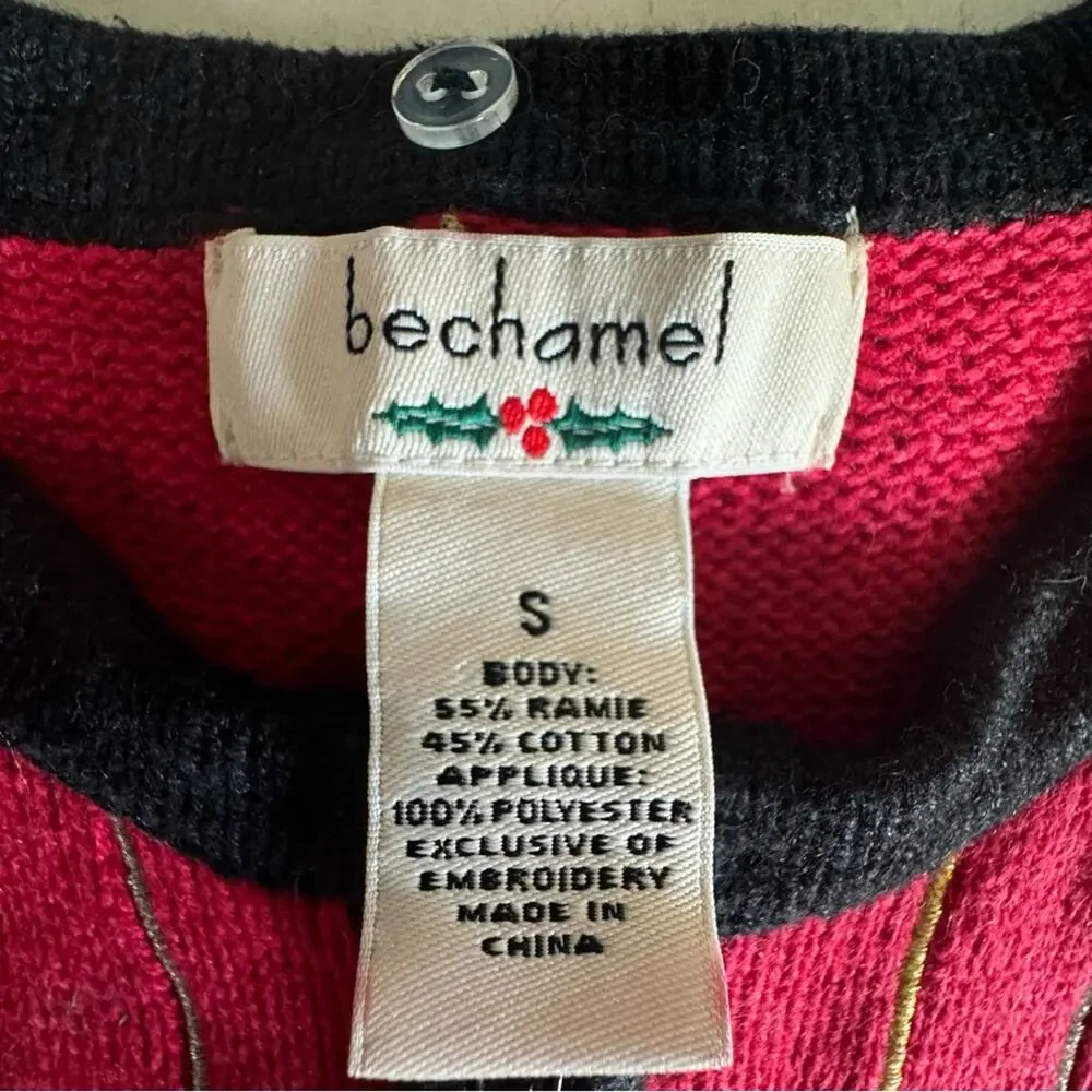 Animal Print Cheetah Zebra Christmas Ornament Zipper Sweater Vest Small Vintage - Picture 5 of 11